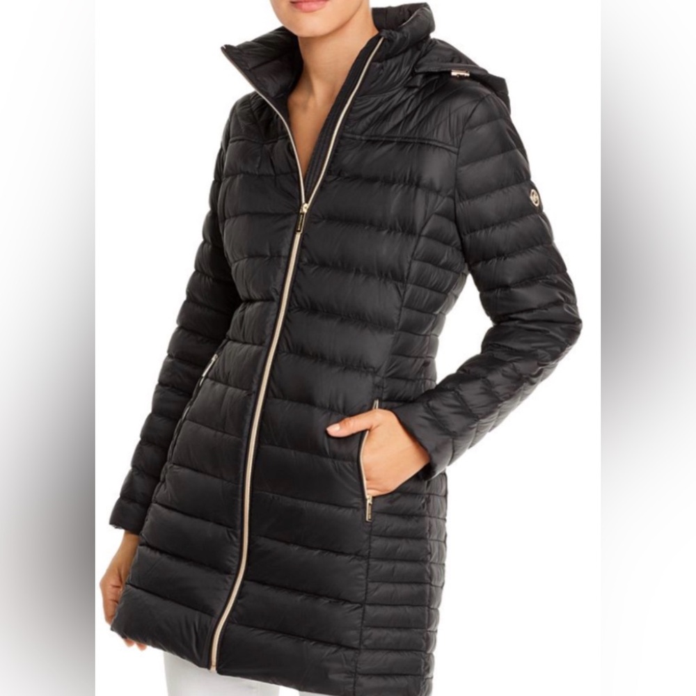 Michael kors packable hooded down puffer